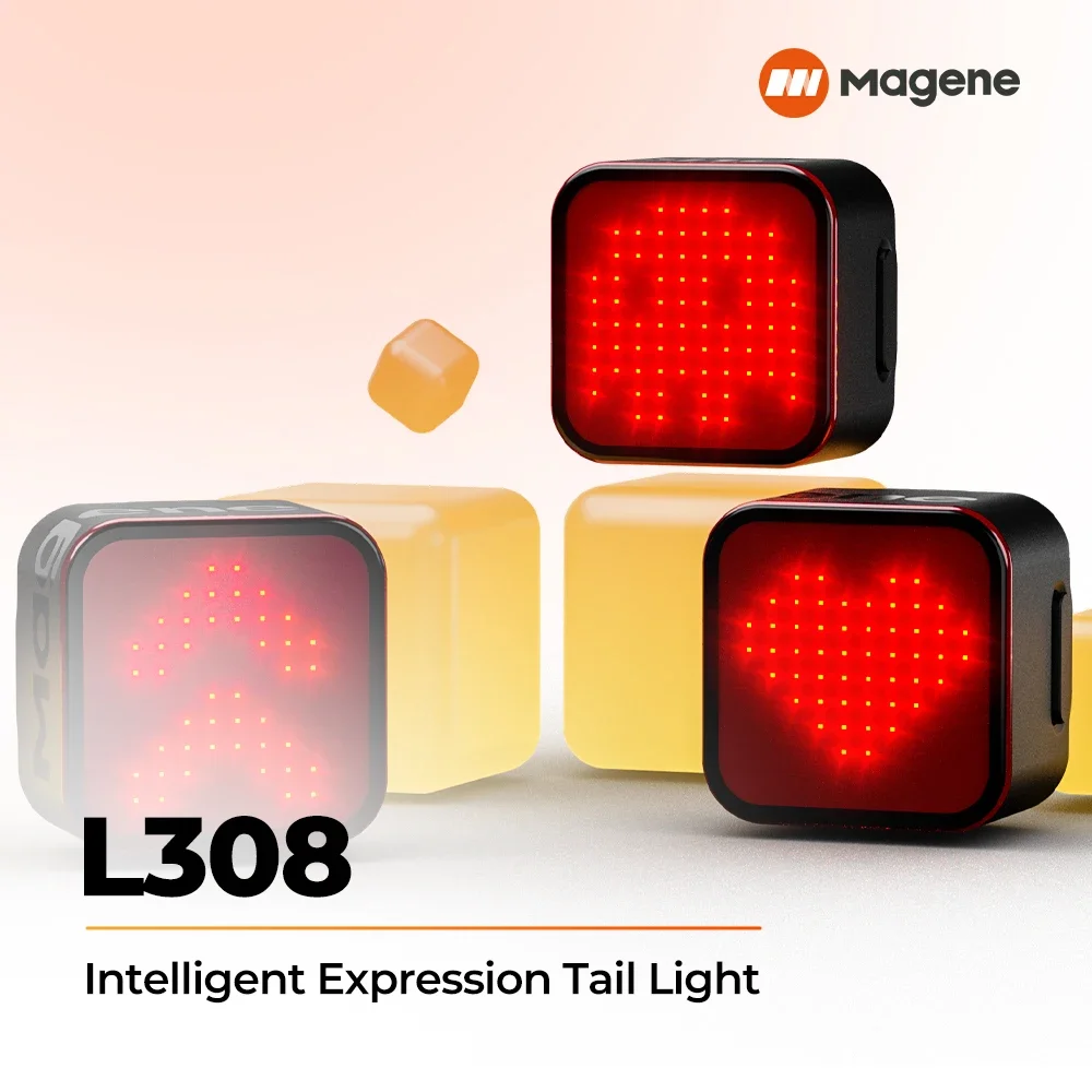 Magene L308 Tail Light Intelligent Expression 96 COB LED Auto-Sleep Wake Emoji Text lights Smart Braking Sensor