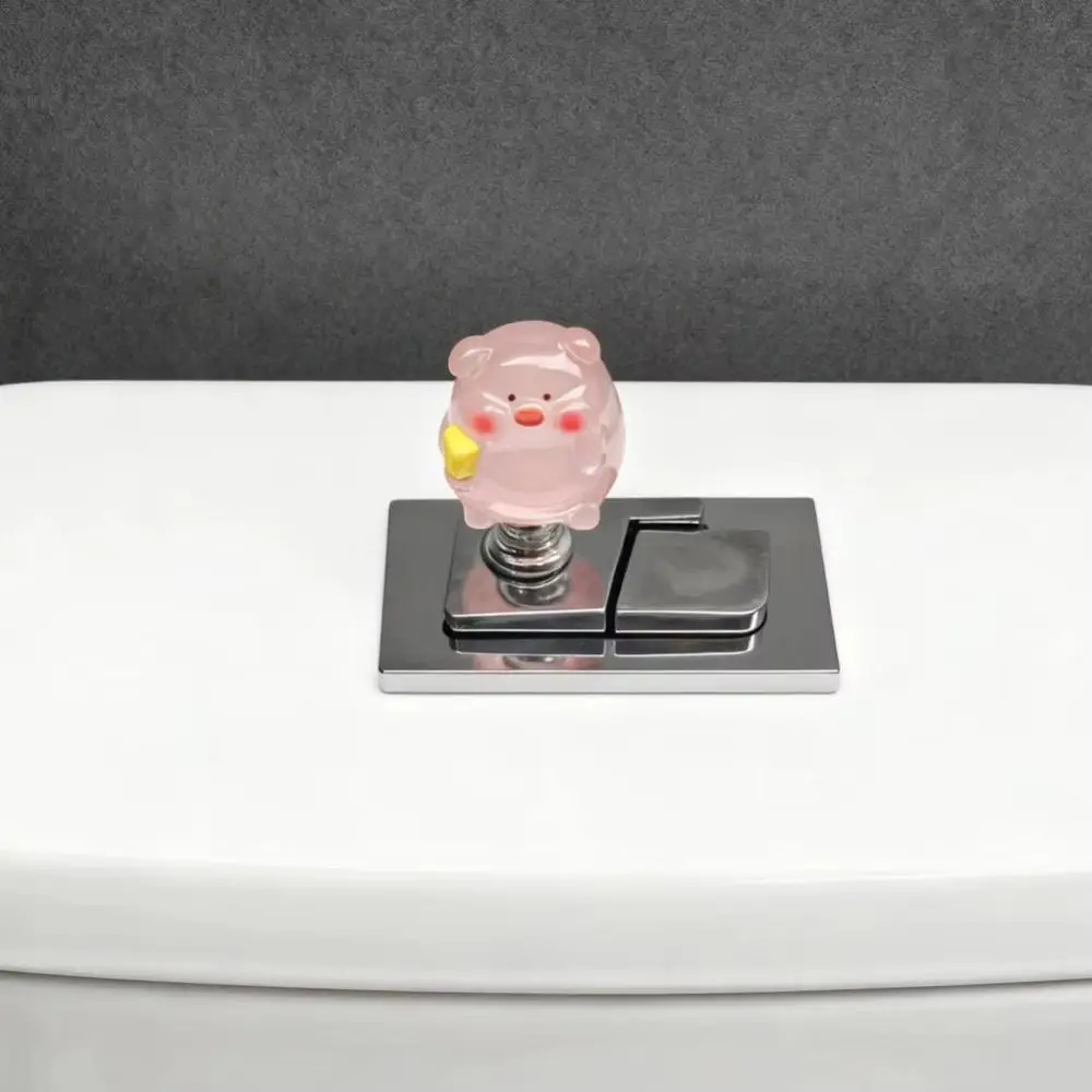 

Luminous Cute Toilet Press Glow in the Dark Resin Luminous Little Pig Press Nail Protector 3D Toilet Button Women