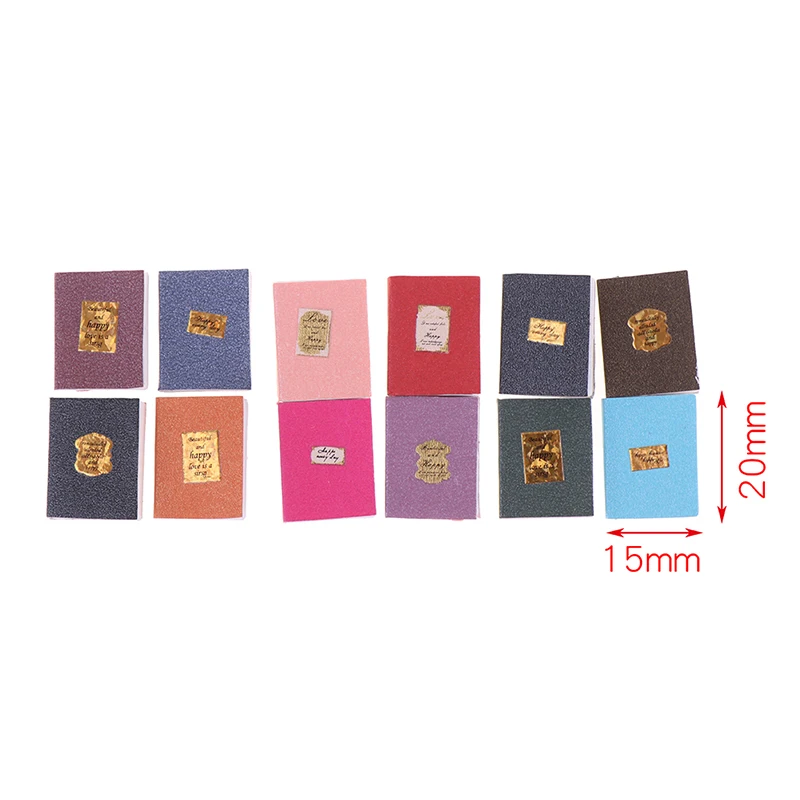 12Pcs/set 1:12 Dollhouse Miniature Book Model Notebook Doll House Study Decor Gift Paper Book Mini