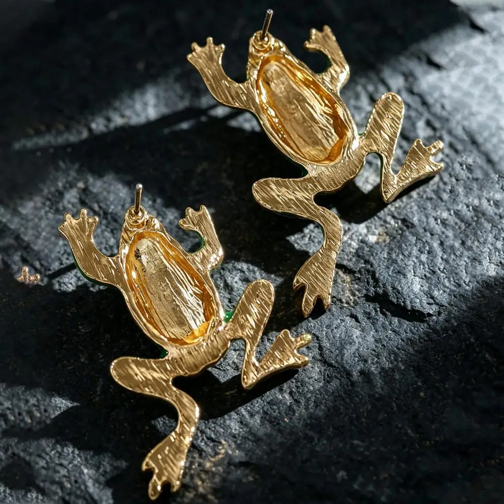 Green Blue Earrings 3d Frog Stud Earrings Set Enamel Dripping Glossy Hop Style Jewelry Unique Split Design Ear Studs for Women