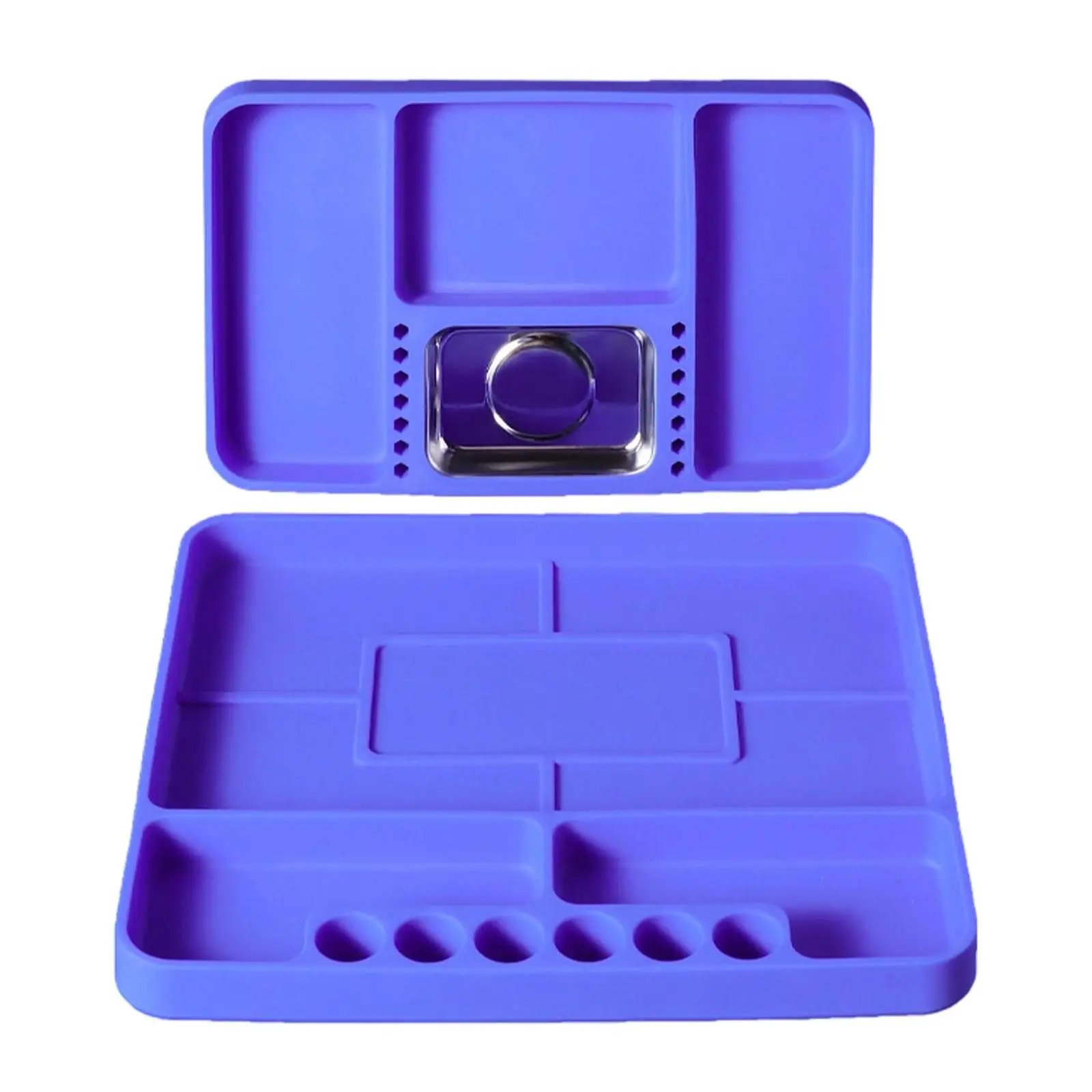 2x Vassoi per attrezzi in silicone con vassoio magnetico per piccole parti Organizzatore di attrezzi automobilistici per dadi Bulloni Punte per cacciavite Presa Officina