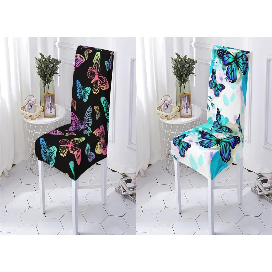 Animal Style Chair Cover Elastic Chairs Covers For Dining Chiars Covers Cartoon Butterfly Pattern Cover Of Chair Home Stuhlbezug