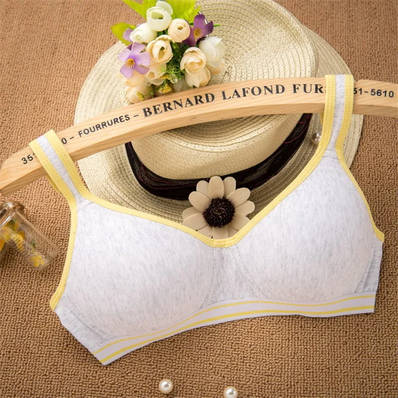 New 100% Cotton Girl Underwear Student Bra Developmental Thin Section Without Steel Ring Comfortable Bra