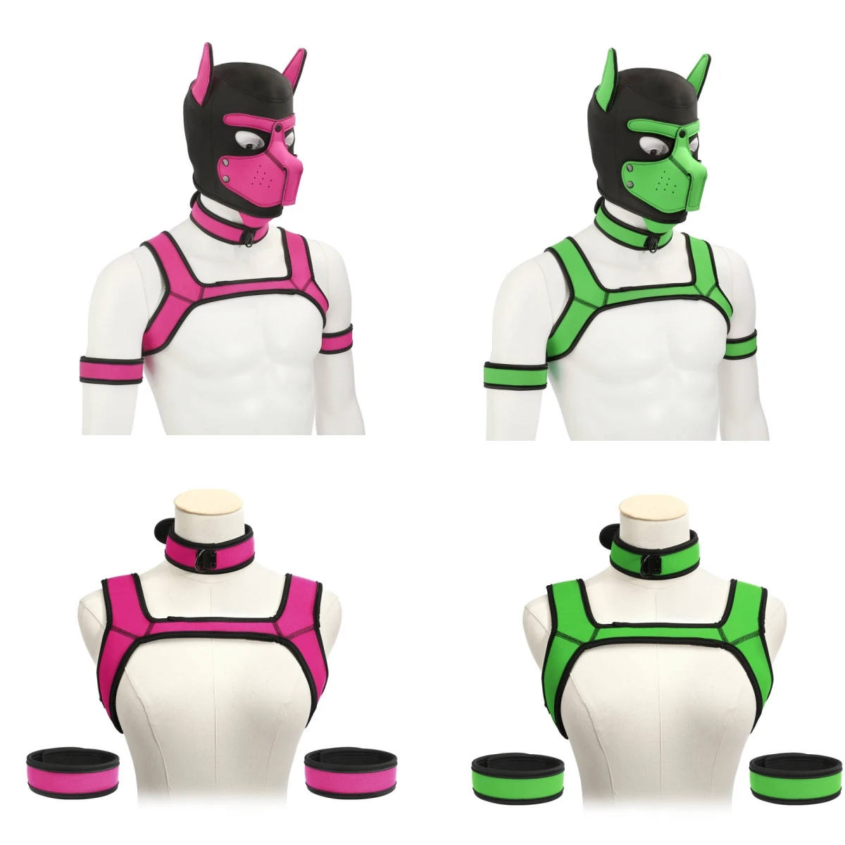 New Dog Puppy Roseplay Pet Accessory Cosplay Set XL Large Padded Rubber Exotic Costumes Full Masks with Adult Collar