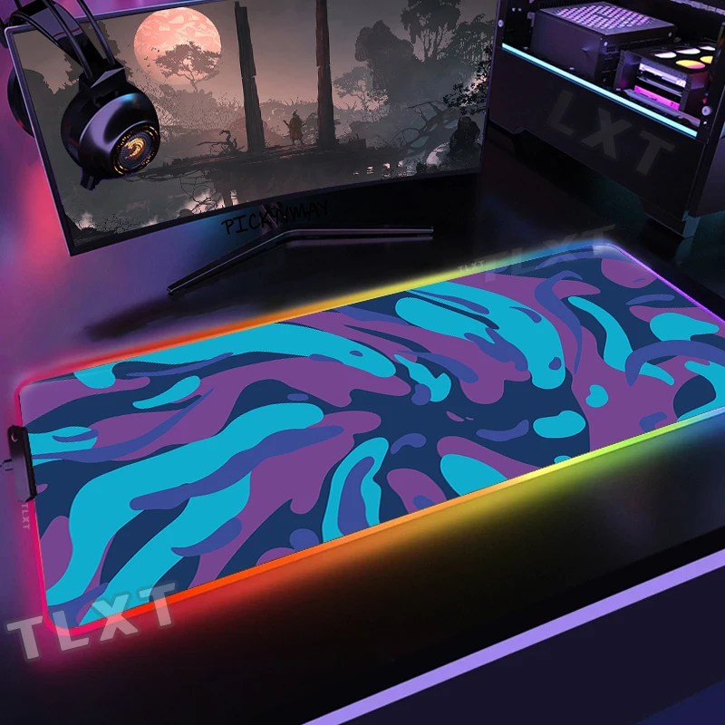 Strata Liquid LED Gaming Mousepads Large Backlight Desk Mat PC Gamer Mousepad RGB Mouse Pad Luminous Mouse Mat 100x55cm