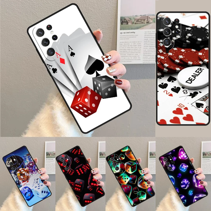 Cover For Samsung Galaxy S24 Ultra S21 S22 S8 S9 S10E Note 10 20 Plus FE S23 Dices Poker Phone case Coque