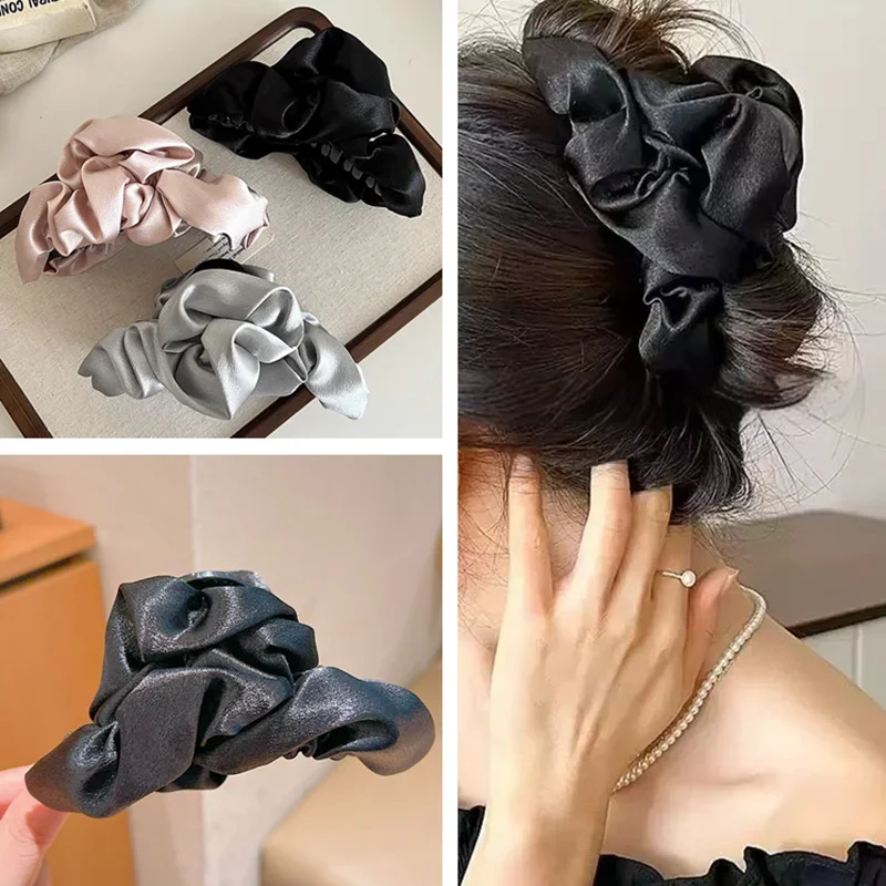 Fabric Hair Claw Acrylic Cloud Bubble Hair Grab Clip for Women Girls Elegant Fashion Large Shark Clip Hair Accessories