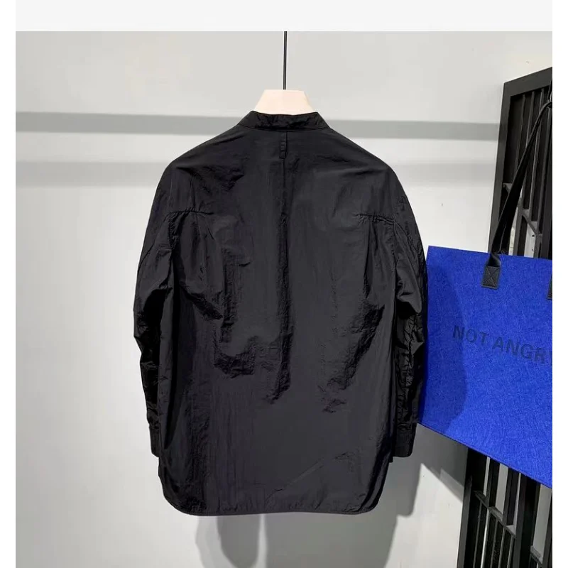 Camisa de manga comprida masculina design sentido nicho jaqueta casual masculina primavera e outono solta luz estilo maduro camisa topo