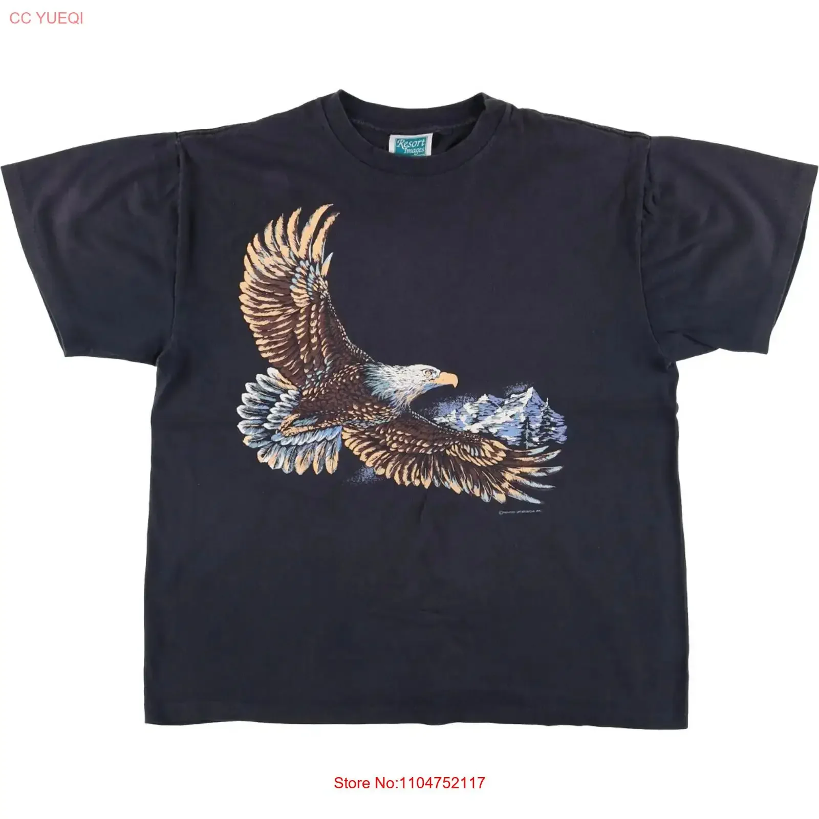 90'S RESORT IMAGES Eagle Pattern Animal T shirt Made in USA Vintage eaa537977 vintage Washed Stylish Versatile Breathable