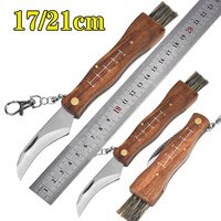 Mini Mushroom Multi Knife Stainless Steel Wooden Handle Sharp Picking Pocket Knife Hard Stainless Steel Multifunctional knife