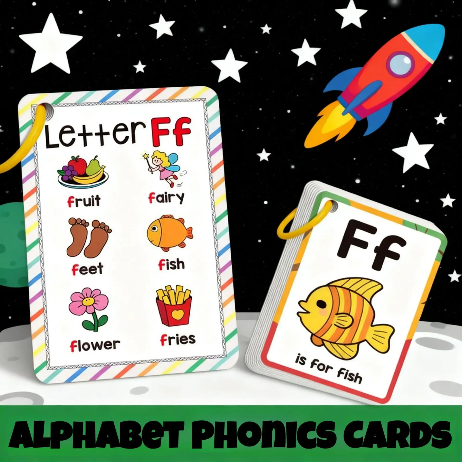 27 English Letter Recognition Cards, Pronunciation Learning, Word Flashcards, Fruit/ Animal Learning Cards
