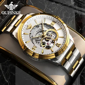 OUFINKE-ATOMATISCHE MECHANISCHE KREIS FÜR MÄNGER, Luxusmarke, importierte japanische Bewegung, Saphirspiegel, Skelett, undurchlässige Armbanduhr 6 importierte Uhr der Hauptverkäufe - №5