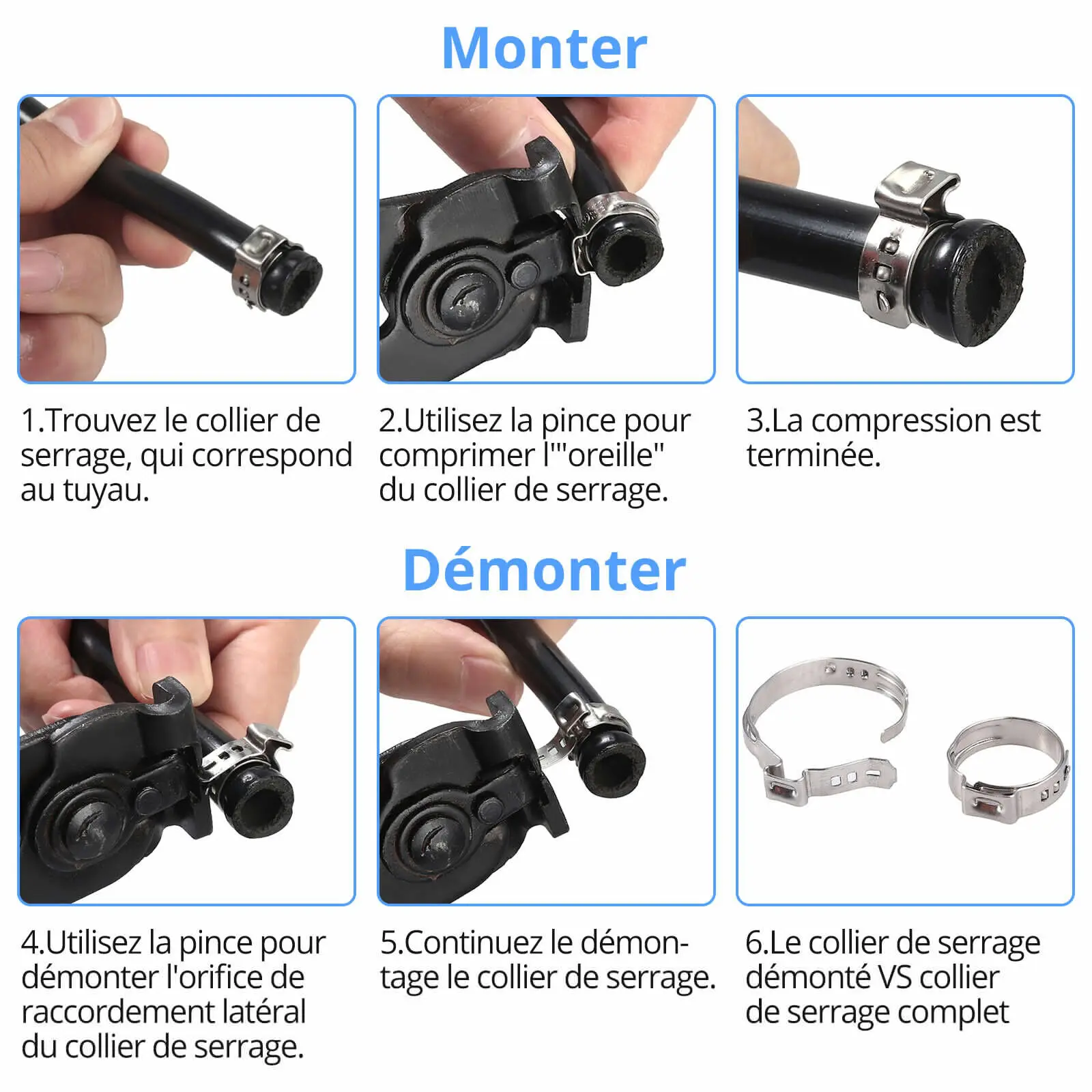 Imagem -05 - Single Ear Stepless Braçadeira de Mangueira Variedade com Braçadeiras Alicadores Kit Crimper Tool Aço Inoxidável 721 mm 180 Pcs