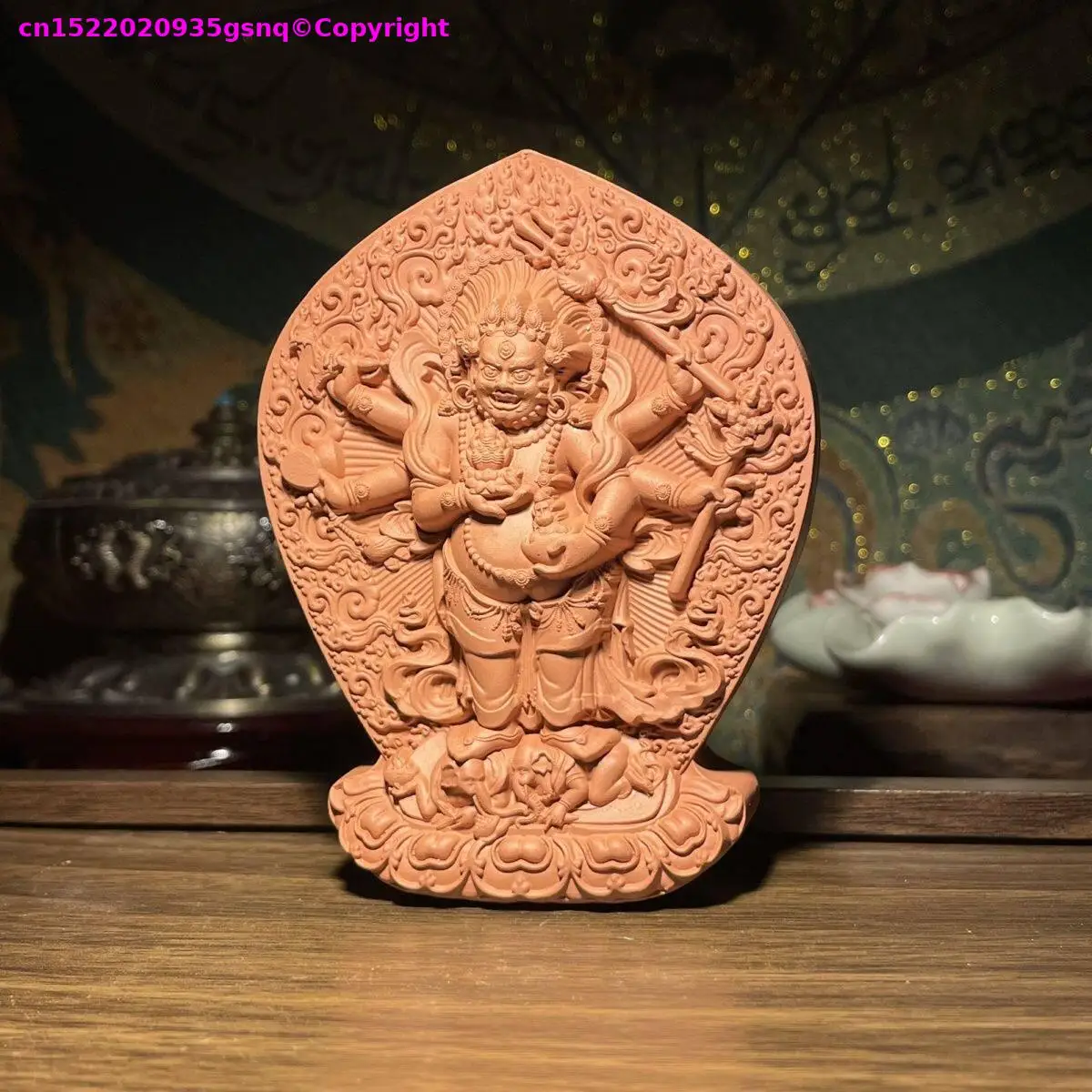 Buddhist supplies Buddhist articles tibet pottery clay buddha statue White Six-armed Maha kala datsar Buddhist offer sacrifices