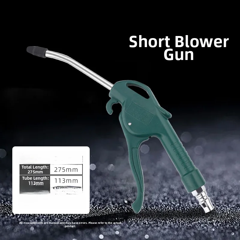 High Pressure Pneumatic Air Blow Long Nozzle Duster Tool For Dust Cleaning Workshop For Car Care With Optional Hose Green Silver