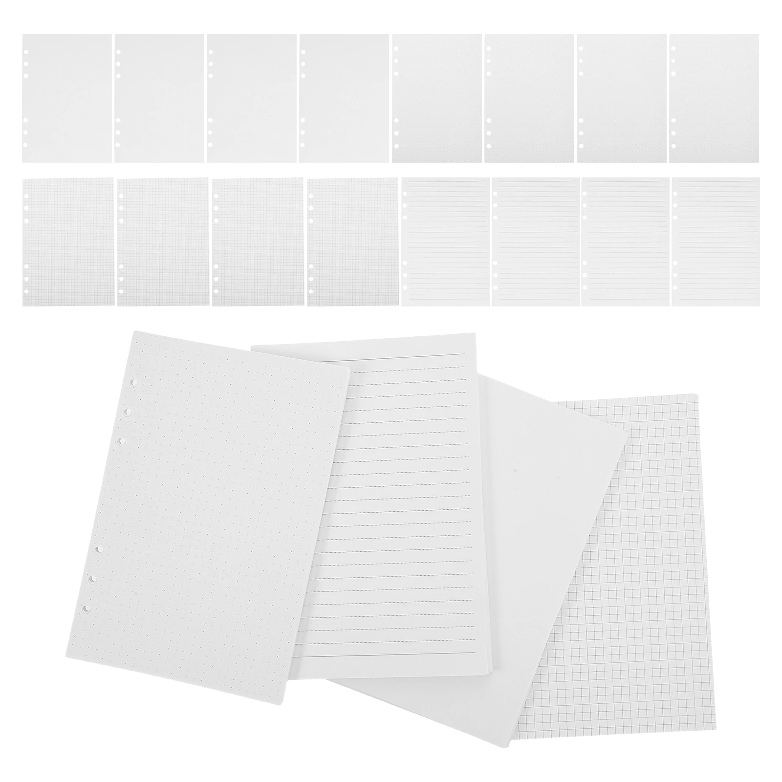 180 pcs A5 Hand Account Inner Pages 6-Hole Ruled Looseleaf Refill Paper For Binder Planner Notebook White Page Papers Journal