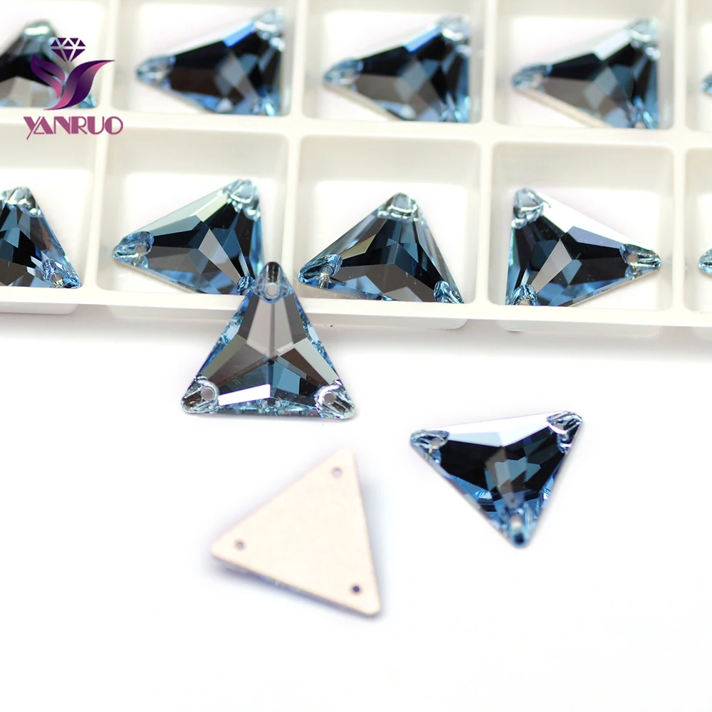 

YANRUO 3270 Triangle All Sizes Aquamarine Crystal Glass Stones Flatback Sew On Strass Rhinestone for Wedding Dresses