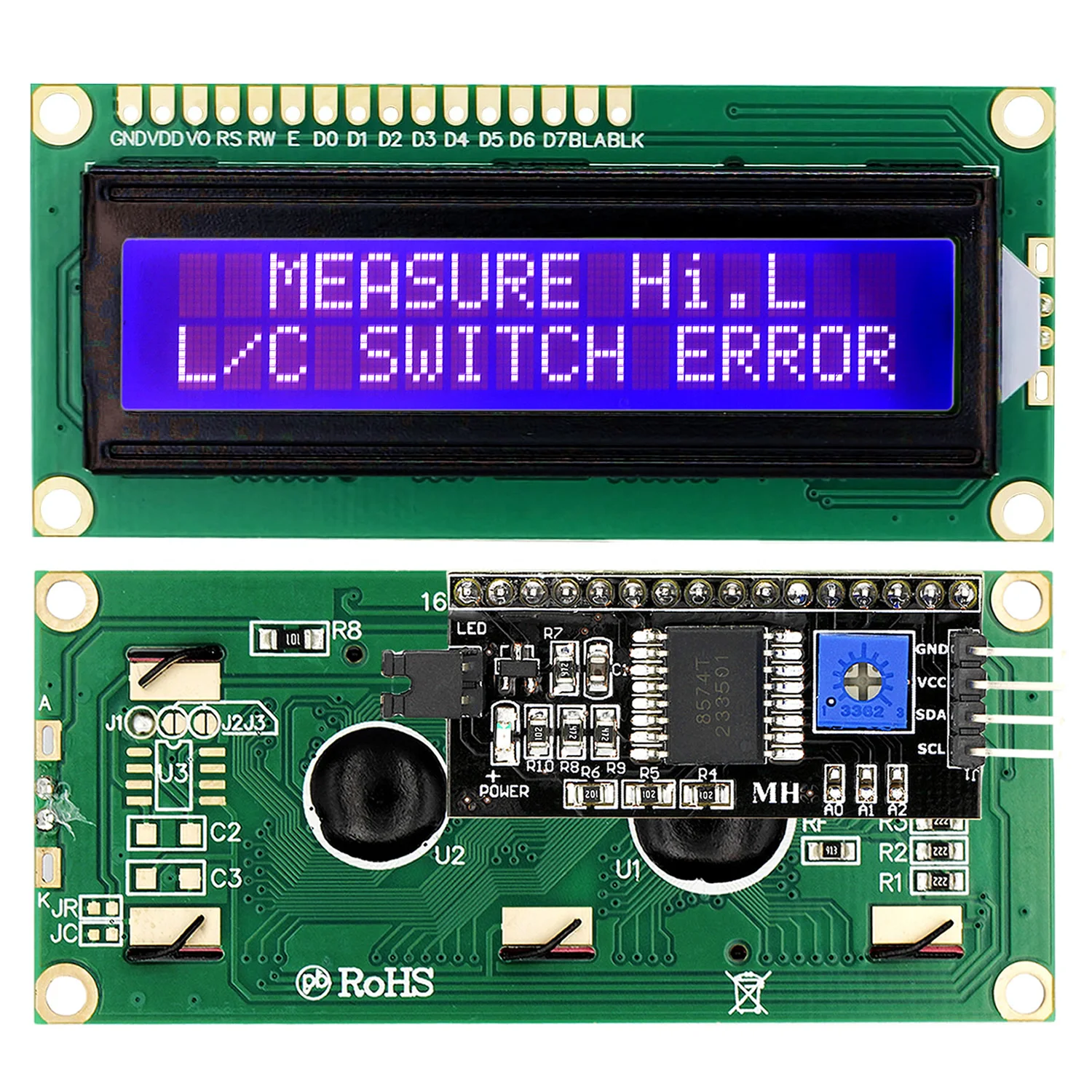 LCD1602 1602 LCD Module 16x2 Character LCD Display PCF8574T PCF8574 IIC I2C Interface 5V Blue / Yellow Green Screen for Arduino