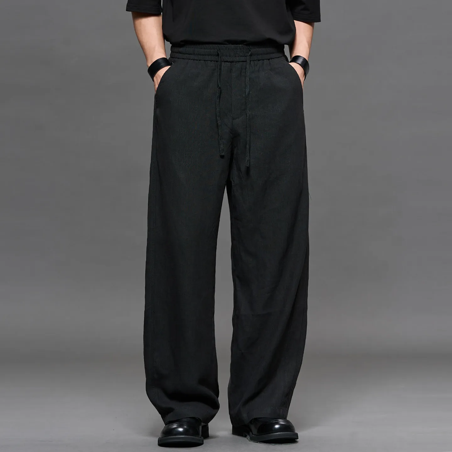 High Quality Linen Blend Cool Feeling Japanese-Style Retro Straight-Leg Pants Men's Spring and Summer All-Match Fashion Trousers