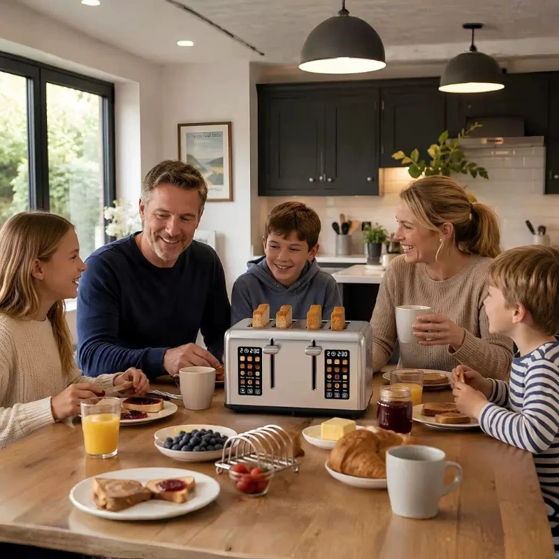 Big Digital Screen Bread Toaster 4 Pieces and Touch Control Electric 9 Smart Function Toaster