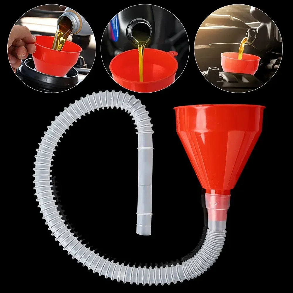 Extension Long Pipe Refueling Funnel Telescopic Filling Funnels Car Motorcycle Engine Gasoline Oil Funnels with Detachable Hose