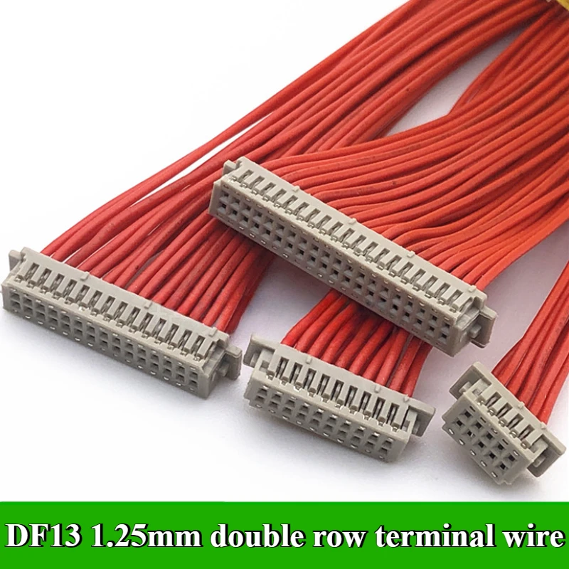 

DF13 1.25mm pitch double row terminal wire single/double head 2*5P/10P/15P/20P wire length 15cm 28AWG electronic line connector