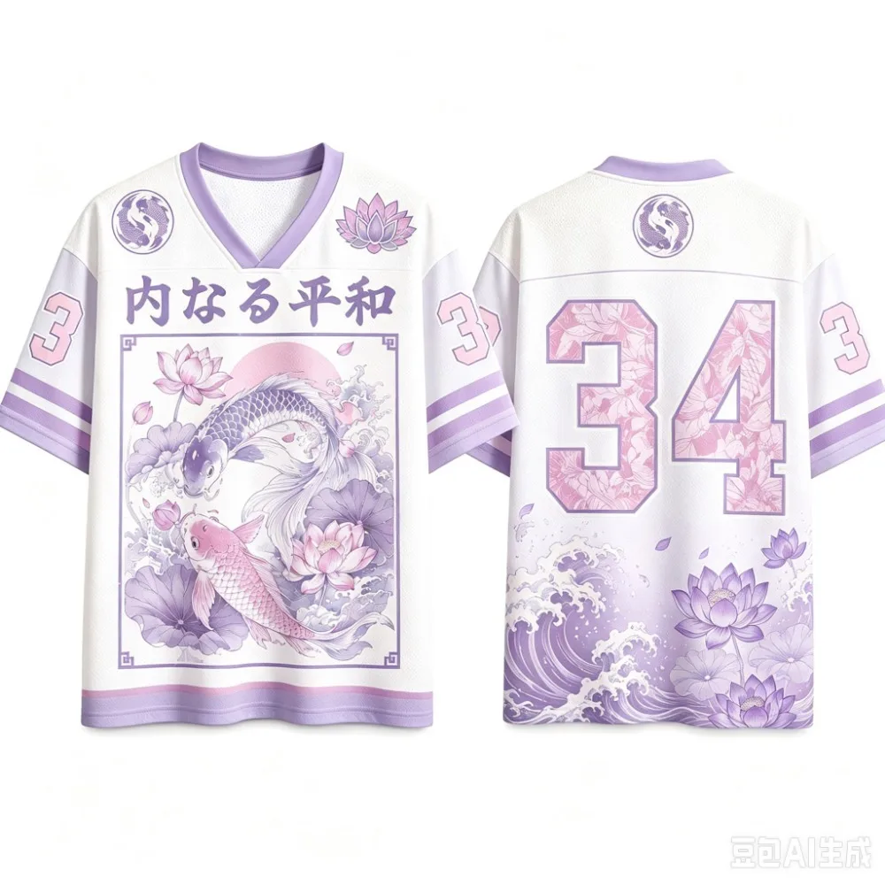Harajuku Double Sheng Koi 3D-Druck Sport Schnelltrocknend Atmungsaktiv Herren V-Ausschnitt T-Shirt Outdoor Street Casual Eltern-Kind-Kleidung – Detail 4