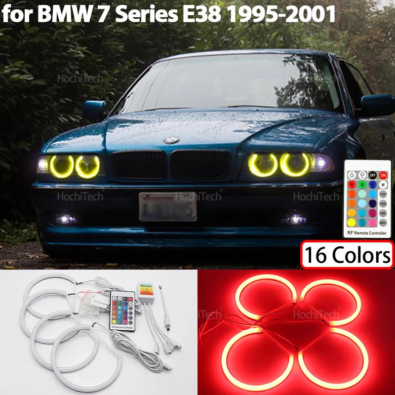 Headlight Cotton Multi-color RGB LED Angel Eyes Rings for BMW 7 Series E38 740i 740iL 750i 750iL 730d 740d 728i 1995-2001