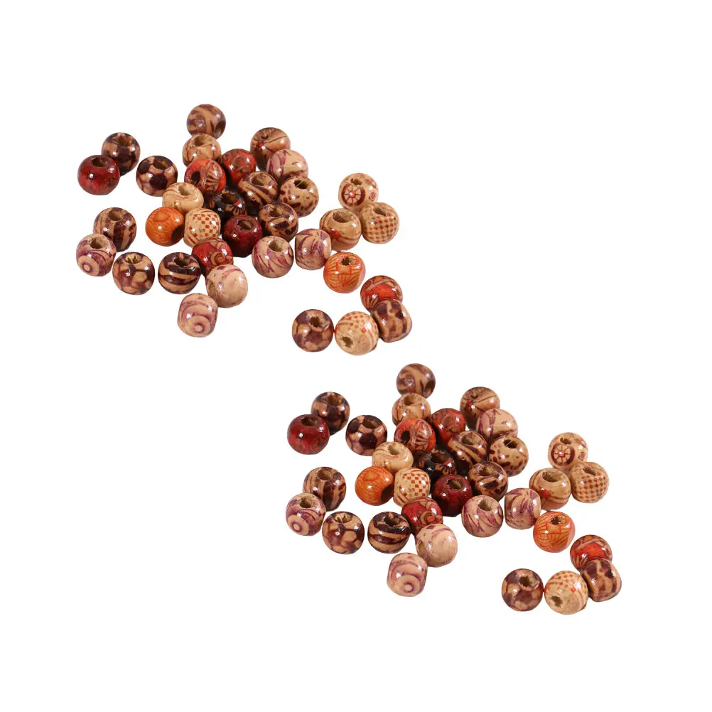 

200pcs Wooden Beads Round DIY Craft Jewelry Making Accessories Large Jewelry Making Bead Hole Natural Wood Painted Beads
