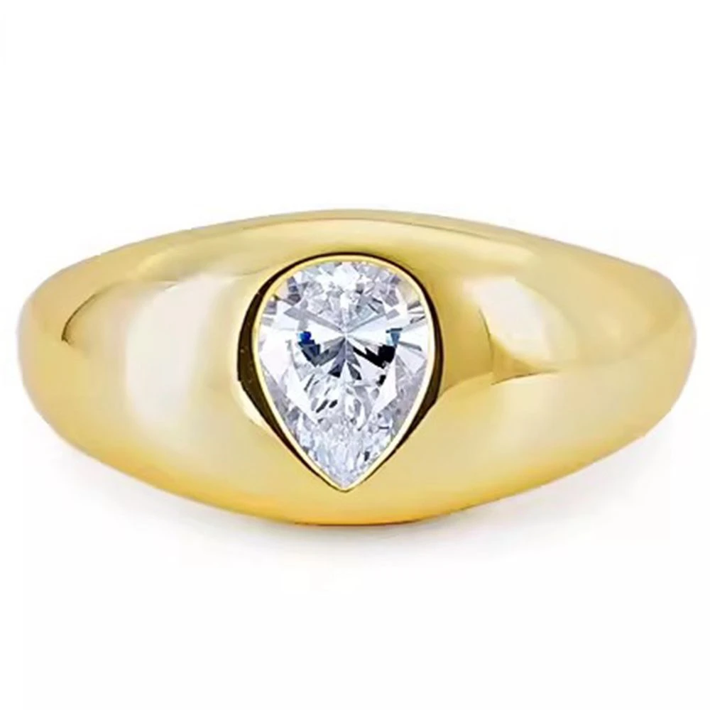 Karachis 18K Gold Plated 925 Sterling Silver Pear Cut 5*7 MM Sapphire Gemstone Fine Vintage Ring For Women Jewelry Gifts