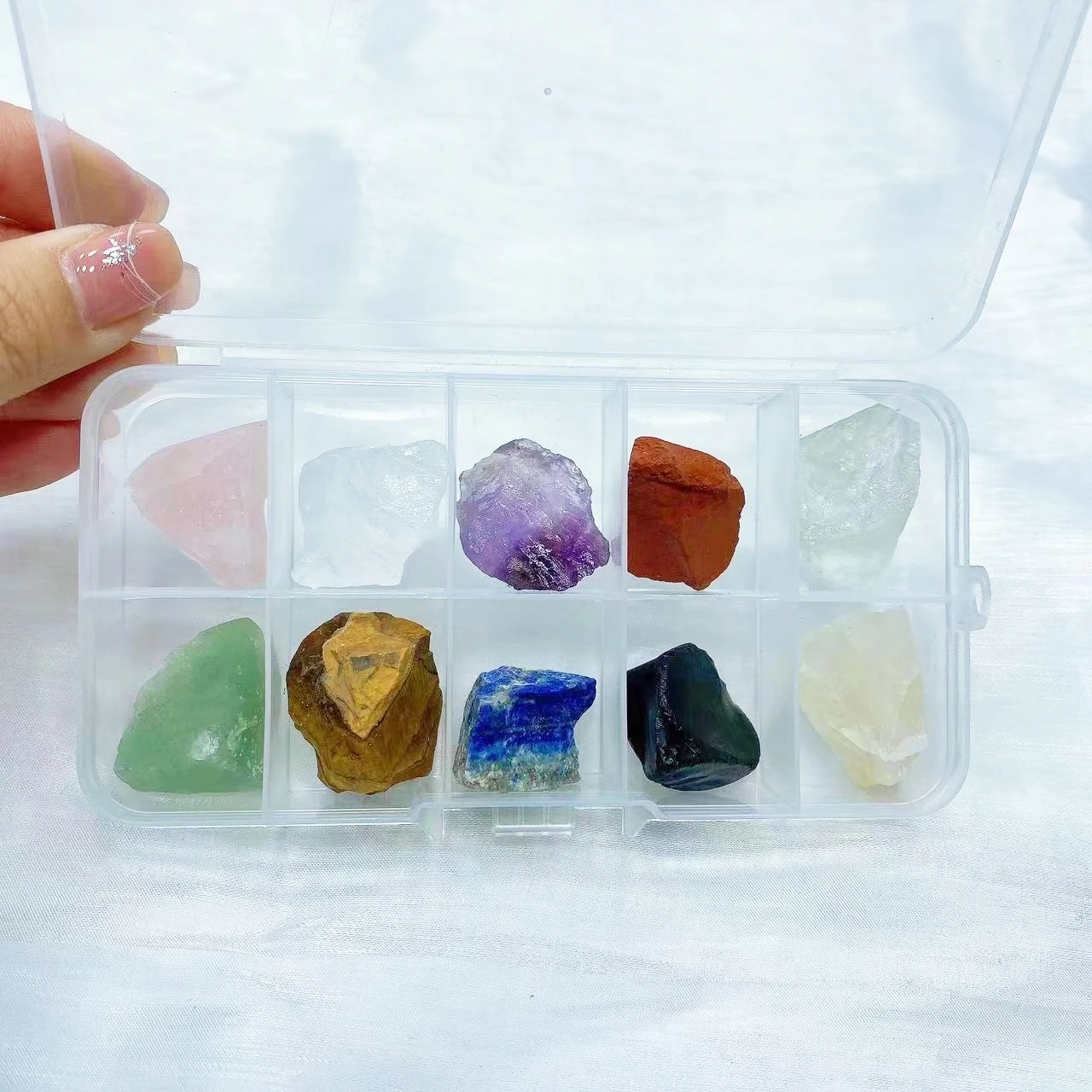 

10 Kind of Natural Crystal Quartz Stone Raw Mineral Specimens Irregular Rock Collection Research and Teaching Home Decoration