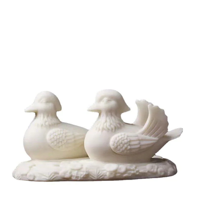 Ivory Carved Mandarin Ducks Playing in the Water Decoration Home, Bedroom, Wedding Women, Wedding Decoration, Eternal Love