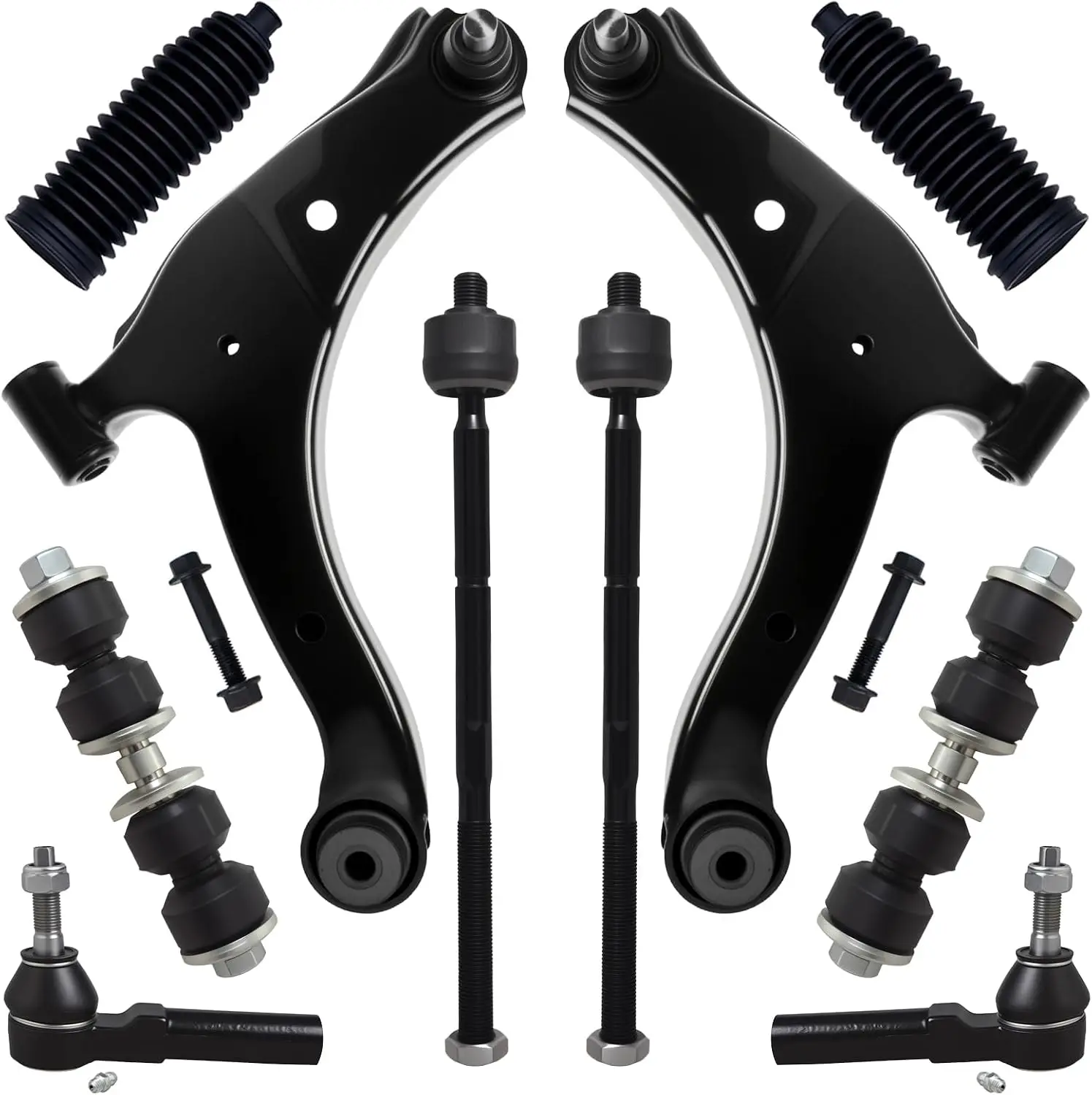 Front End Kit, 10-Piece Suspension Rebuild Set for 2001-2010 and 2000-2005, 2 Lower Control Arms with Ball Joints