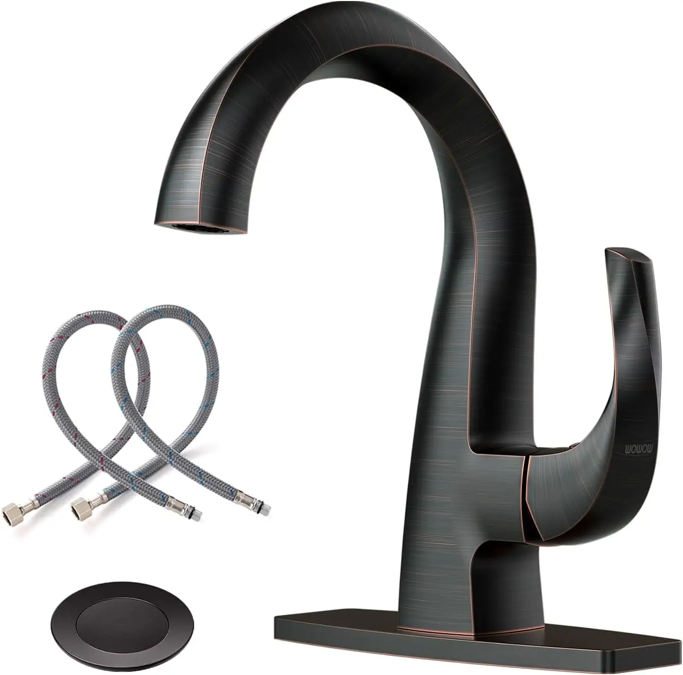 

Однорычажный смеситель для ванной комнаты с высоким изливом, для раковины, из масляной бронзы, с выдвижным сливным клапаном, коммерческий смеситель для умывальника из цельной латуни