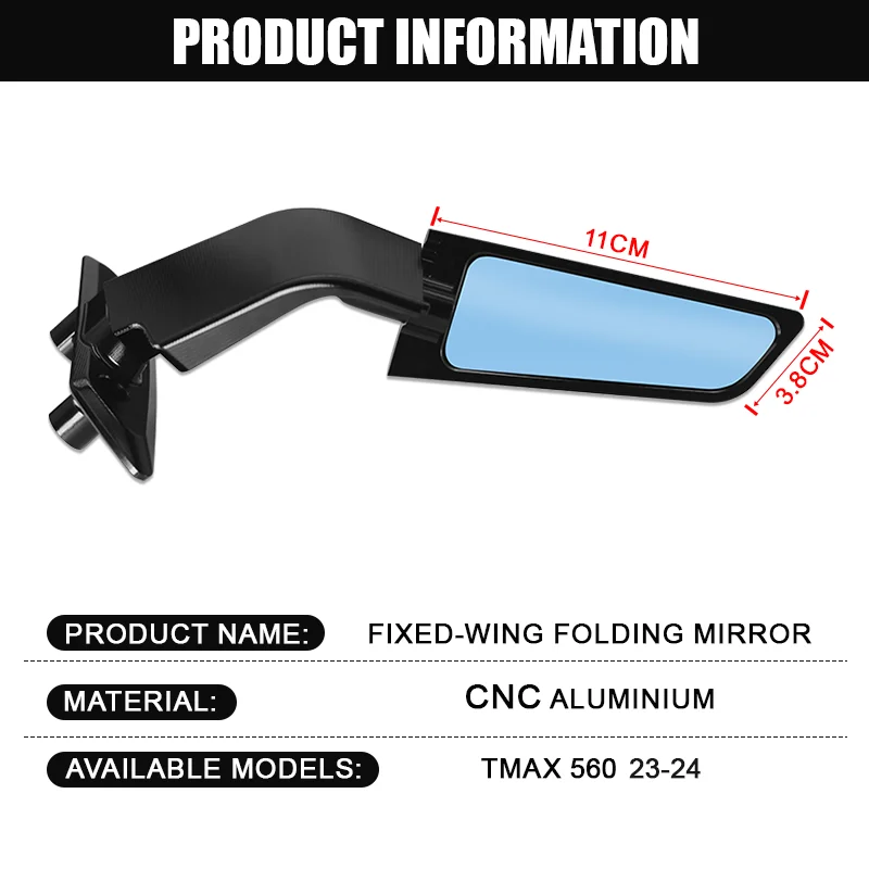 Baru untuk TMAX560 tMAX 560 2023-2024 sepeda motor dimodifikasi cermin dapat disesuaikan sayap angin tampilan belakang berputar winglet tmax560