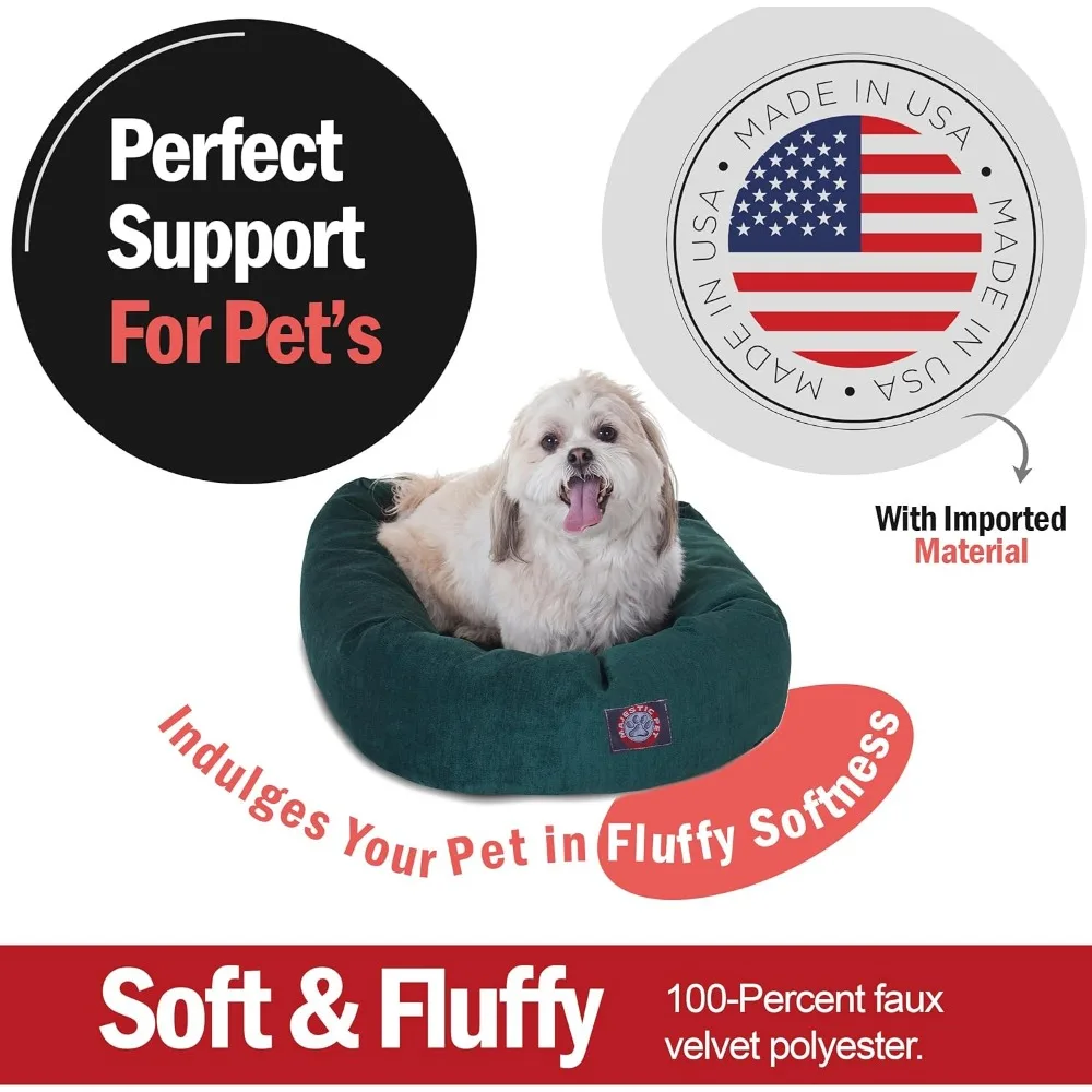 سرير كلب مهيب مقاس 24 بوصة مخملي صغير مهدئ قابل للغسل 24 × 19 × 7 (بوصة) - سرير كلب مستدير ناعم مريح مع عمود فقري للرأس
