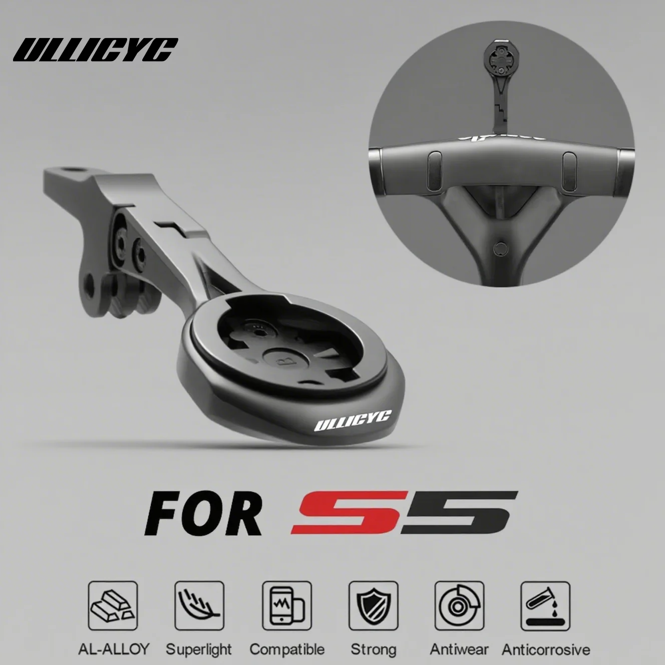 

ULLICYC For Cervelo S5 Integrated Handlebar Computer Mount Compatible With Gopro/GPS/Garmin/Bryton/Wahoo Aluminum Alloy