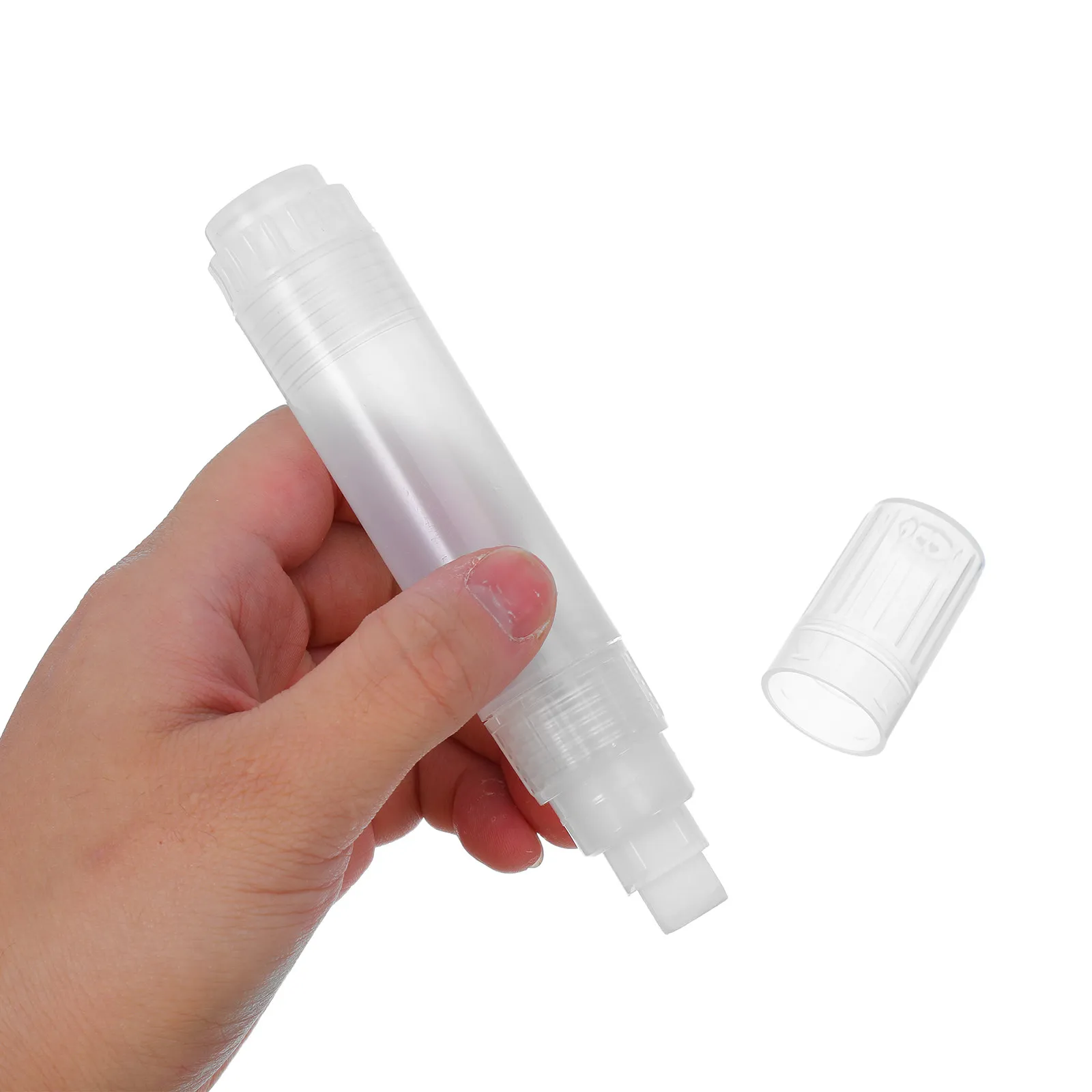 

2Pcs Empty Refillable Paint Pens White 10Mm Flat Tip Acrylic Markers for Wood Metal Plastic Graffiti Drawing