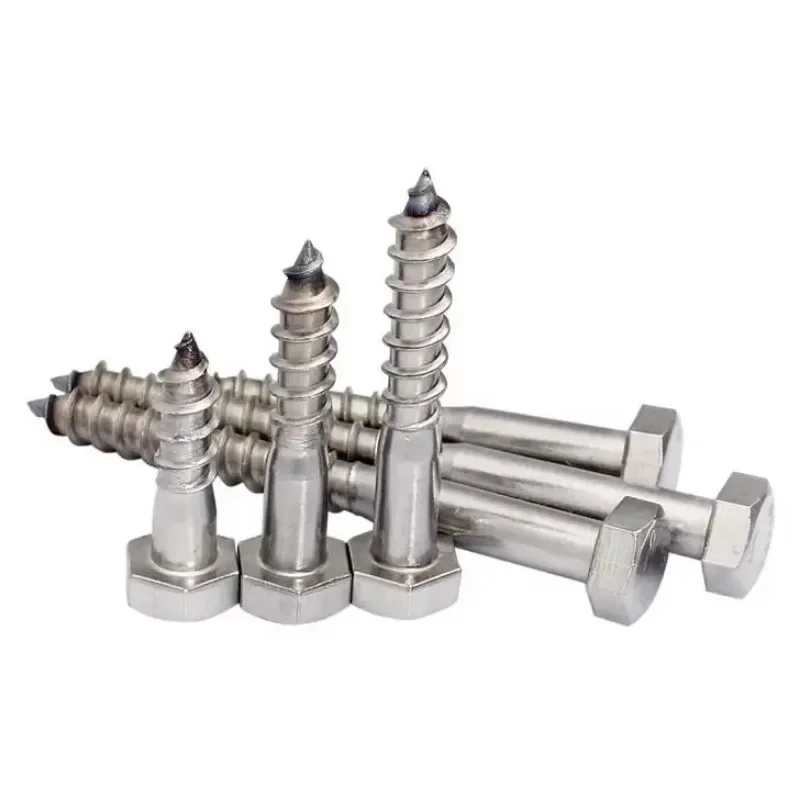 

tDTQMhvg 4 шт. M8 саморезы из нержавеющей стали с плоской головкой и шестигранной головкой, винт для дерева, болты для украшения мебели, длина 30 мм-50 мм