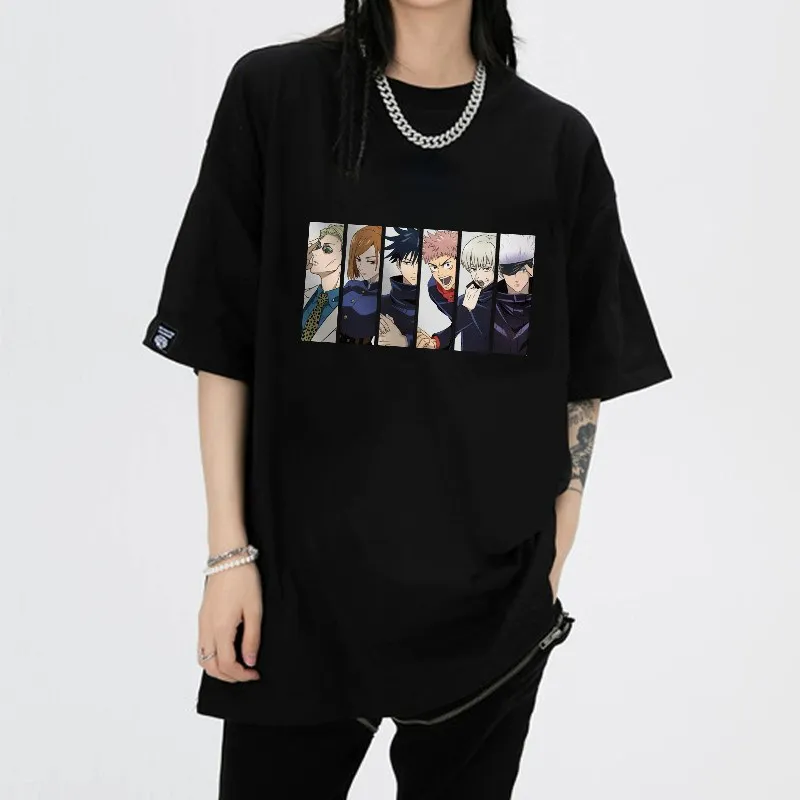 Jujutsu Battle Short Sleeve Five Legged Tiger Staff Yuren Peripheral Printed Men's and Women's Loose Casual Round Neck T-shirt