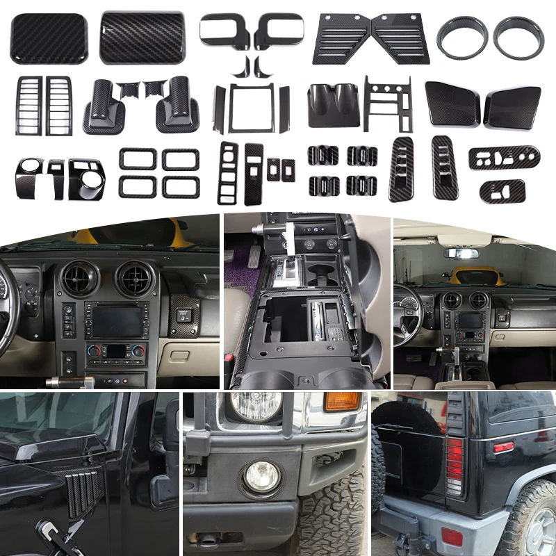

For Hummer H2 2003-2007 ABS Carbon Fiber Interior Kit Dashboard Console Gear Shift Panel Decoration Cover Trim Stickers