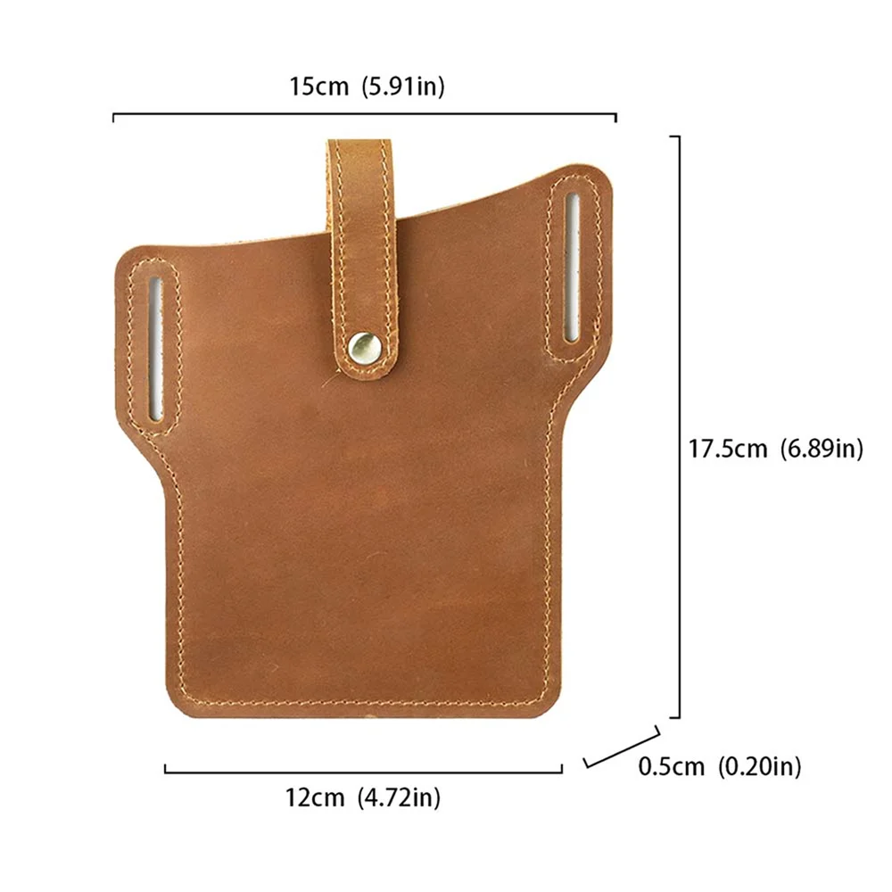 AIGUONIU Crazy Horse Leather Men Waist Bags New Retro Wear Resistant Mobile Phone Bag Leisure Cowhide Male Belt Pouch Wholesale