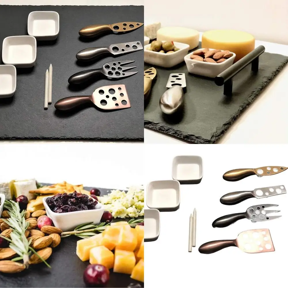 

Набор шиферных принадлежностей из 14 предметов с сырными ножами, разбрасывателем и керамическими мисками, 16x12