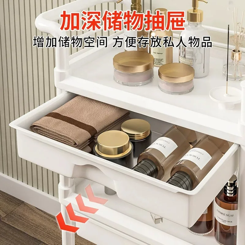 Minimally Modern Beauty Salon Nail Cart Multi-layer Mobile Tool Storage Cart with Drawers Kitchen and Bathroom Storage Rack