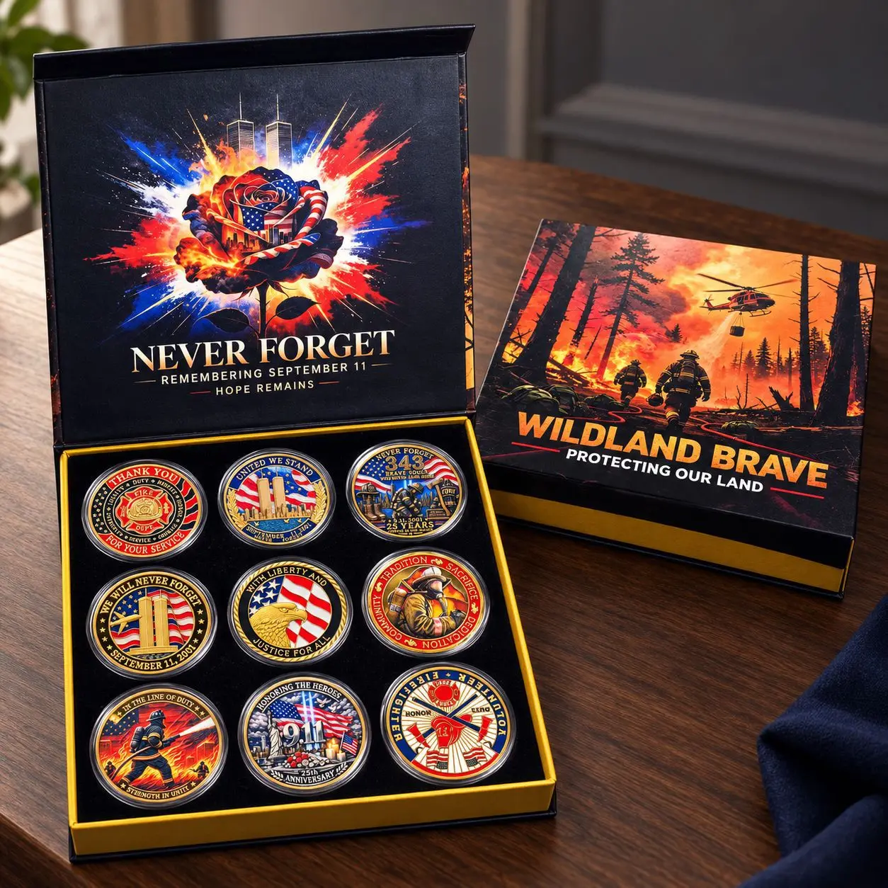 Souvenir Coin American Firefighter Commemorative Coin Heroic Firefighter Honor Emblem Metal Craft