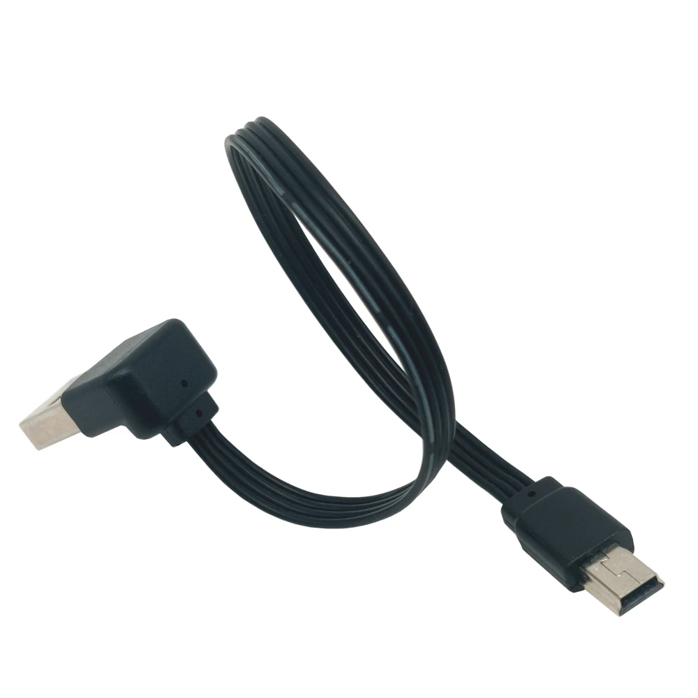 Mini USB2.0 5pin ذكر صعودا وهبوطا بزاوية 90 درجة إلى USB 2.0 ذكر 90 درجة كابل بيانات USB صغير سلك مسطح 0.1 متر/0.2 متر/0.5 متر/1 متر