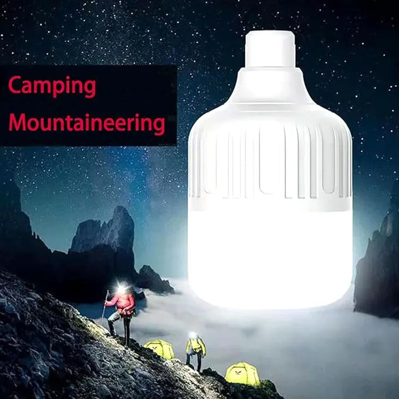 1PC Outdoor USB Rechargeable LED Lamp Bulbs 60W Emergency Light Hook Up Camping Fishing Portable Lantern Night Lights LT014