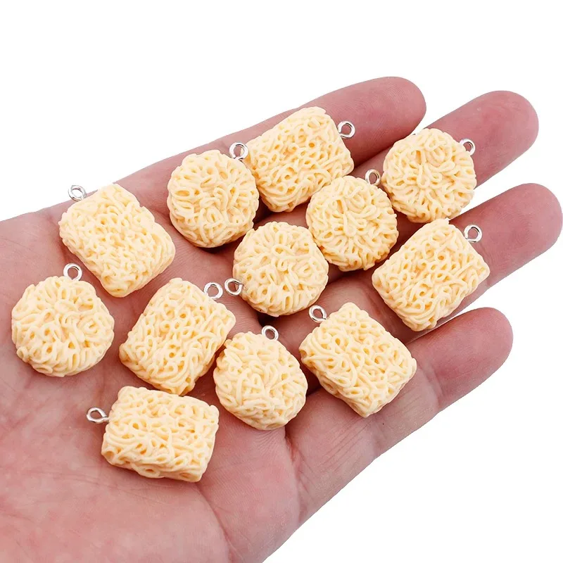 10Pcs Instant Noodles Food Charms Cute Resin Pendant Charms for Earring Bracelet Keychain Diy Kids Women Jewelry Making Supplies