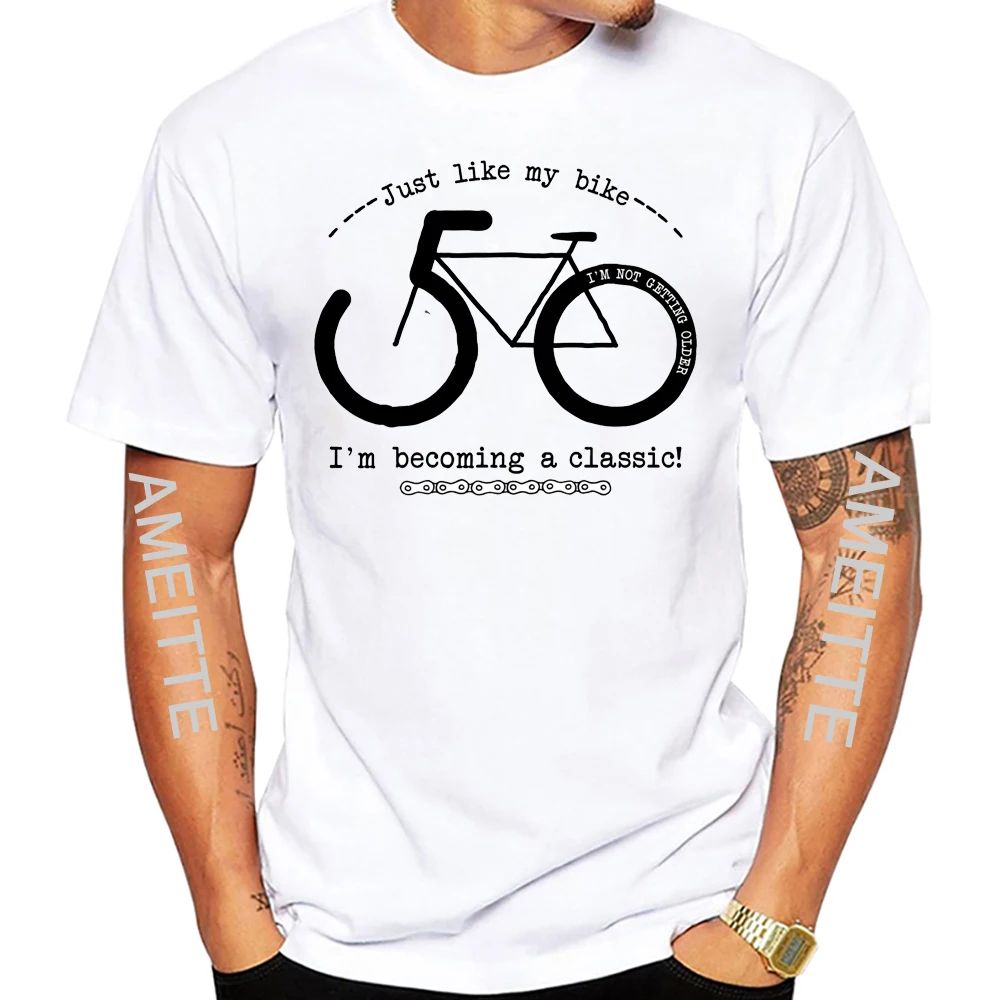 1974 50th Birthday Gravel Bike Cycling T-Shirt Men Short Sleeve Fixed Gear Bicycle Sport TShirt Retro Hip Hop Casual White Tees