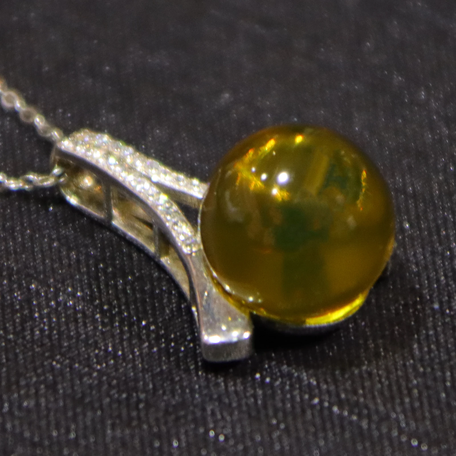 Natural Mexican Blue Amber Pendant 12mm Round Bead Solid 925 Sterling Silver Bail Necklace Jewelry